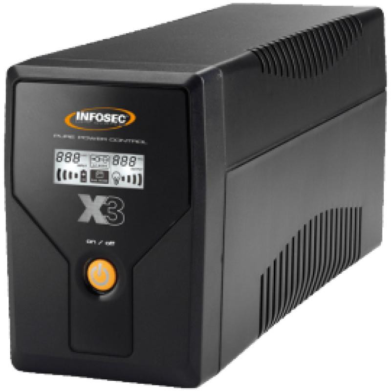Infosec X3 EX LCD USB 1000 alimentation d'énergie non interruptible Interactivité de ligne 1 kVA 2 sortie(s) CA