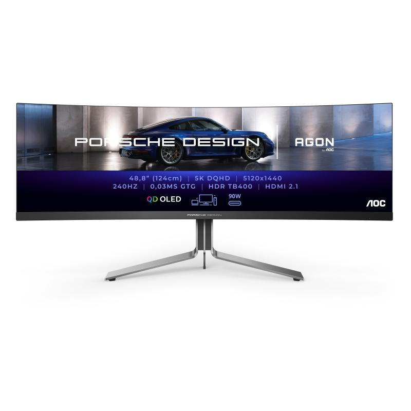 AOC Porsche PD49 LED display 124,5 cm (49") 5120 x 1440 pixels Dqhd Qdoled Noir