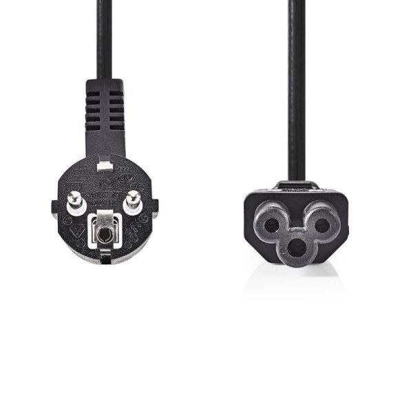 Nedis Cable Alimentation Secteur Trefle -Prise de terre mâle Coude Droit 2M Noir