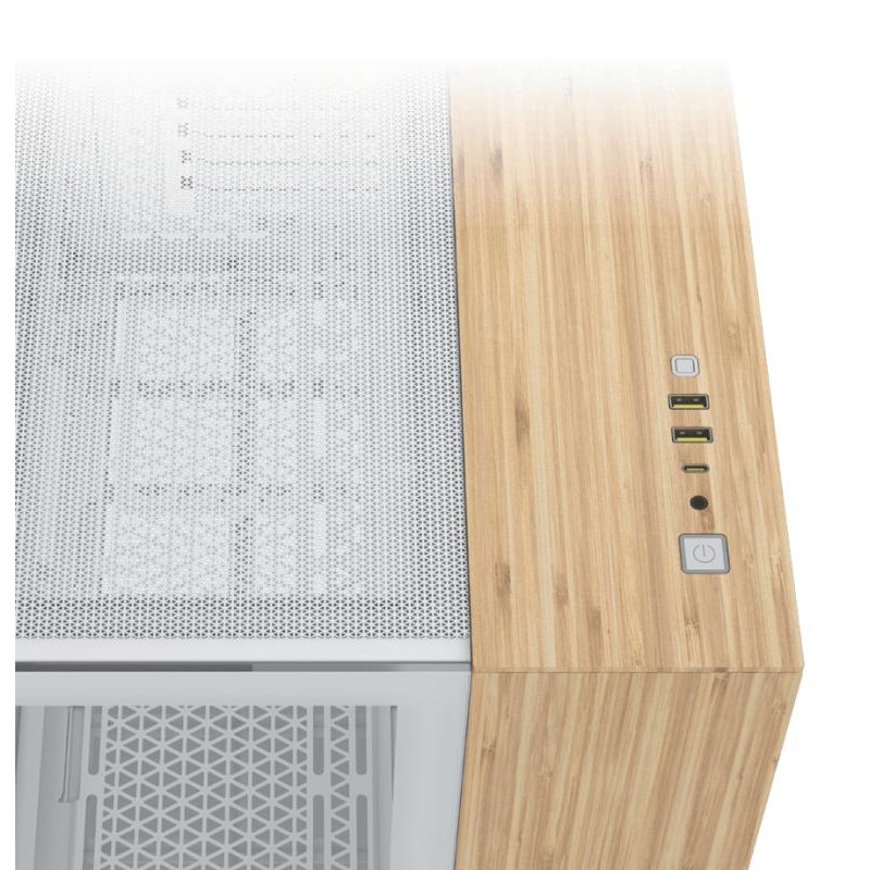 CORSAIR 2500X mATX PC Case, White/Bamboo