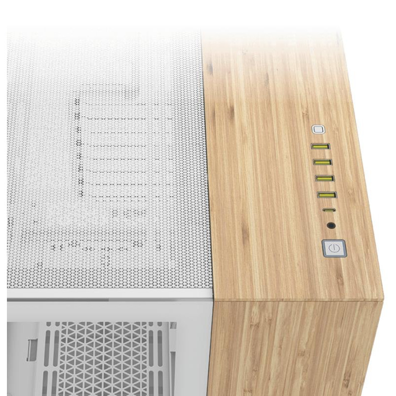 Corsair 6500X Mid-Tower PC Case, White/Bamboo