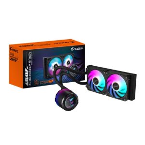 GIGABYTE AORUS WATERFORCE X II 240 Refroidisseur liquide pour processeur AIO - 2x ventilateurs ARGB de 120 mm, écran LCD en couleur, mécanisme d'emboîtement magnétique, DAISY-CHAIN, compatible avec Intel LGA 1851 et AMD AM5, garantie de 6 ans