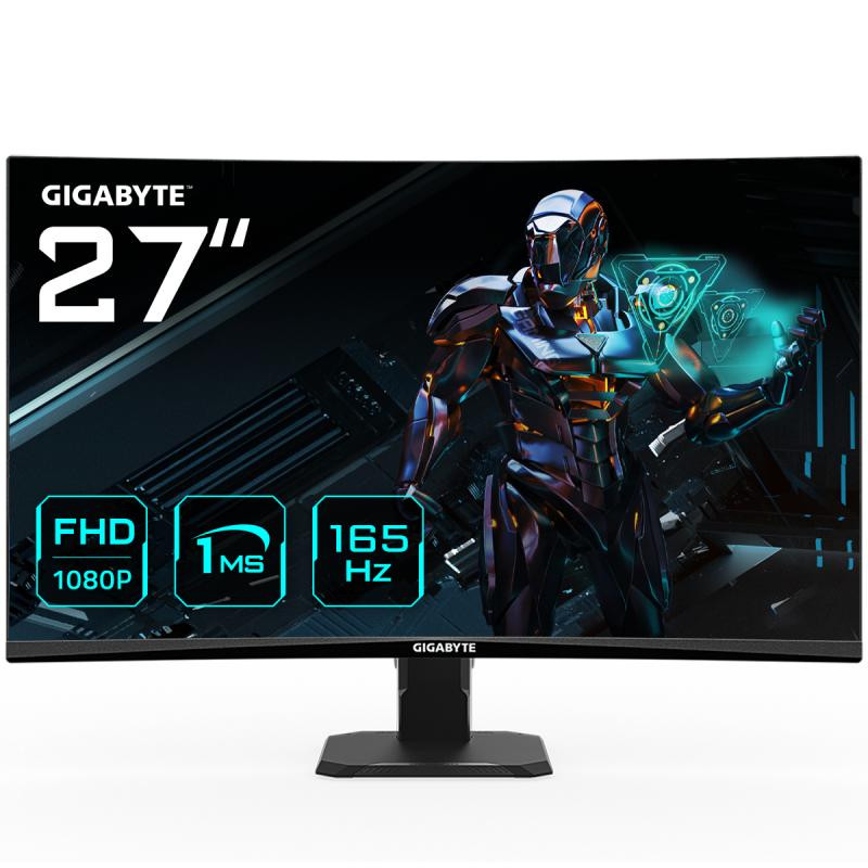 Gigabyte GS27F Moniteur de jeu 27" FHD - 1920 x 1080 (FHD), 165Hz, 1ms, 300 cd/m2, FreeSync Premium, HDR Ready, HDMI 2.0, DisplayPort 1.4