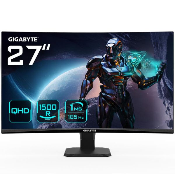 Gigabyte GS27QC Moniteur de jeu incurvé 27" QHD - 2560 x 1440 (QHD), 1500R, 165Hz, 1ms, 250 cd/m2, FreeSync Premium, HDR Ready, HDMI 2.0, DisplayPort 1.4