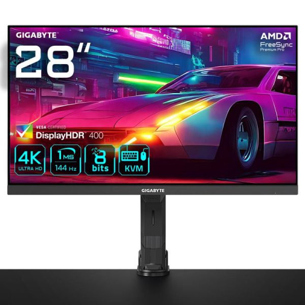 Gigabyte M28U Moniteur de jeu Arm Edition 28" 4K UHD - 3840 x 2160 (UHD), 144Hz, 1ms, 250 cd/m2, FreeSync Premium Pro, Display HDR400, HDMI 2.1, DisplayPort 1.4