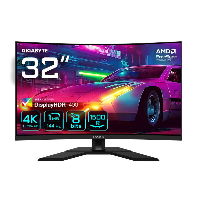 Gigabyte M32UC Moniteur de jeu incurvé 31,5” 4K UHD - 3840 x 2160 (UHD), 1500R, 144Hz, 1ms, 350 cd/m2, FreeSync Premium Pro, Display HDR400, HDMI 2.1, DisplayPort 1.4