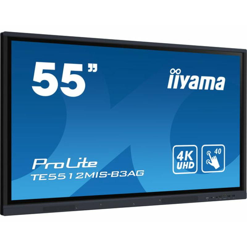 iiyama TE5512MIS-B3AG affichage de messages En forme de kiosk 139,7 cm (55") LCD Wifi 400 cd/m² 4K Ultra HD Noir Écran tactile Intégré dans le processeur Android 11 18/7
