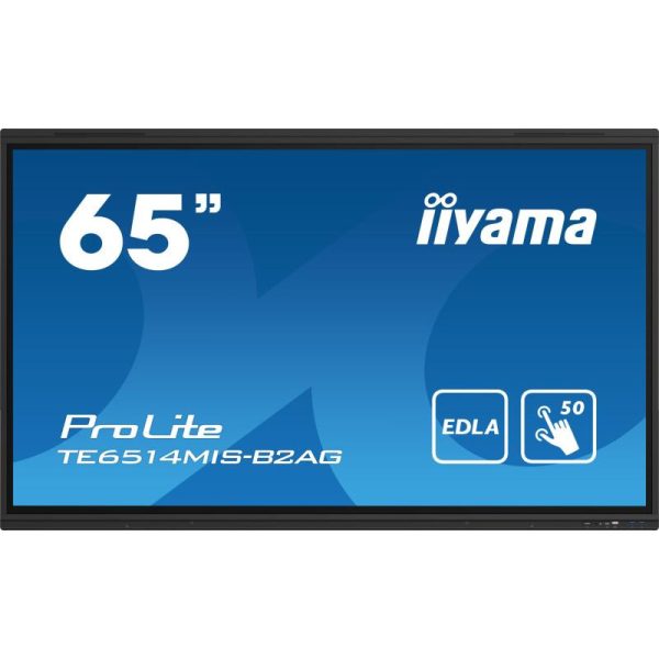 iiyama Prolite TE6514MIS-B2AG Écran plat de signalisation numérique 165,1 cm (65") LCD Wifi 435 cd/m² 4K Ultra HD Noir Écran tactile Intégré dans le processeur Android 24/7