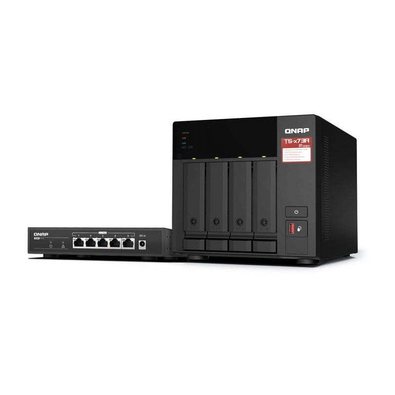 QNAP TS-473A-SW5T Serveur NAS 4 Baies + QSW-1105-5T