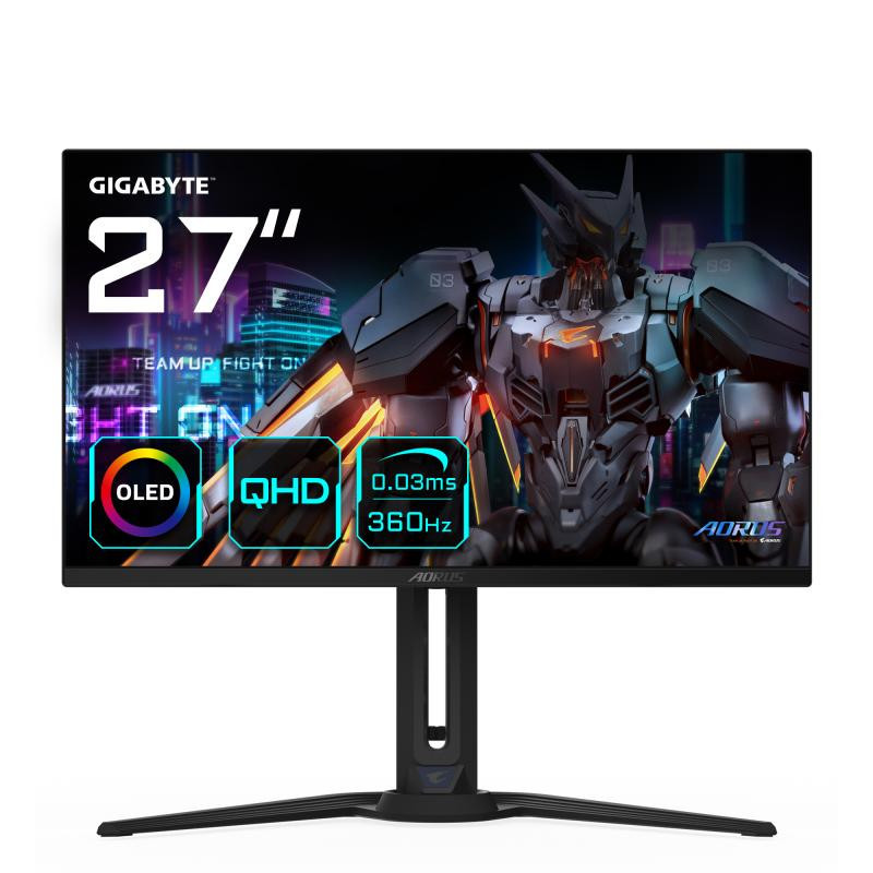 Gigabyte Écran de jeu Aorus FO27Q3 OLED de 27” - 2560 x 1440 (QHD), 360Hz, 0.03ms, KVM, 250 cd/m², FreeSync Premium Pro, DisplayHDR True Black 400, HDMI 2.1
