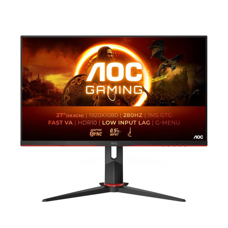 AOC G2 27G2ZN3/BK écran plat de PC 68,6 cm (27") 1920 x 1080 pixels Full HD LCD Noir, Rouge