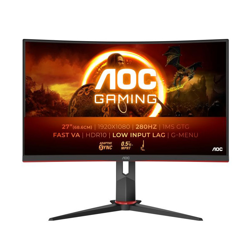 AOC G2 C27G2Z3/BK écran plat de PC 68,6 cm (27") 1920 x 1080 pixels Full HD LED Noir, Rouge