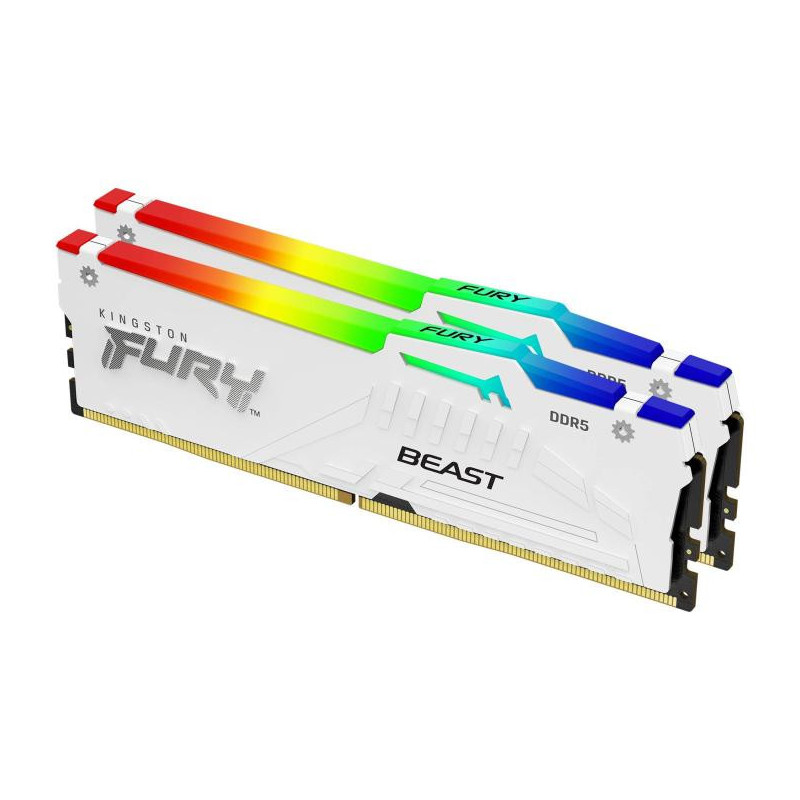 Kingston Technology FURY Beast 32 Go 5600 MT/s DDR5 CL40 DIMM (Kits de 2) White RGB XMP