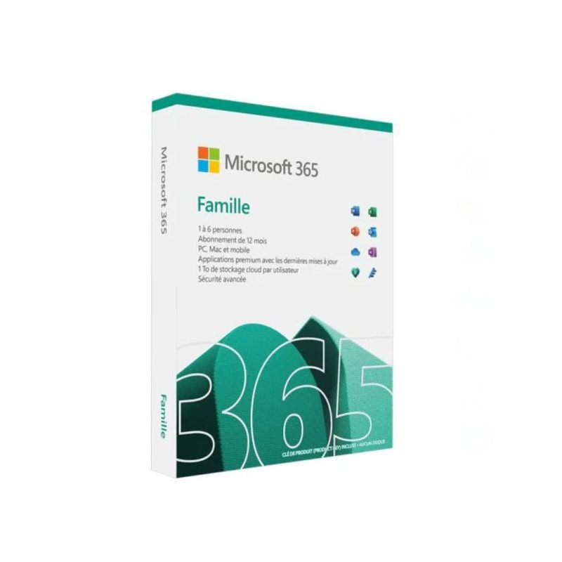 Microsoft 365 Family 32/64Bits 1à 6 Utilisateurs 1an - Boite
