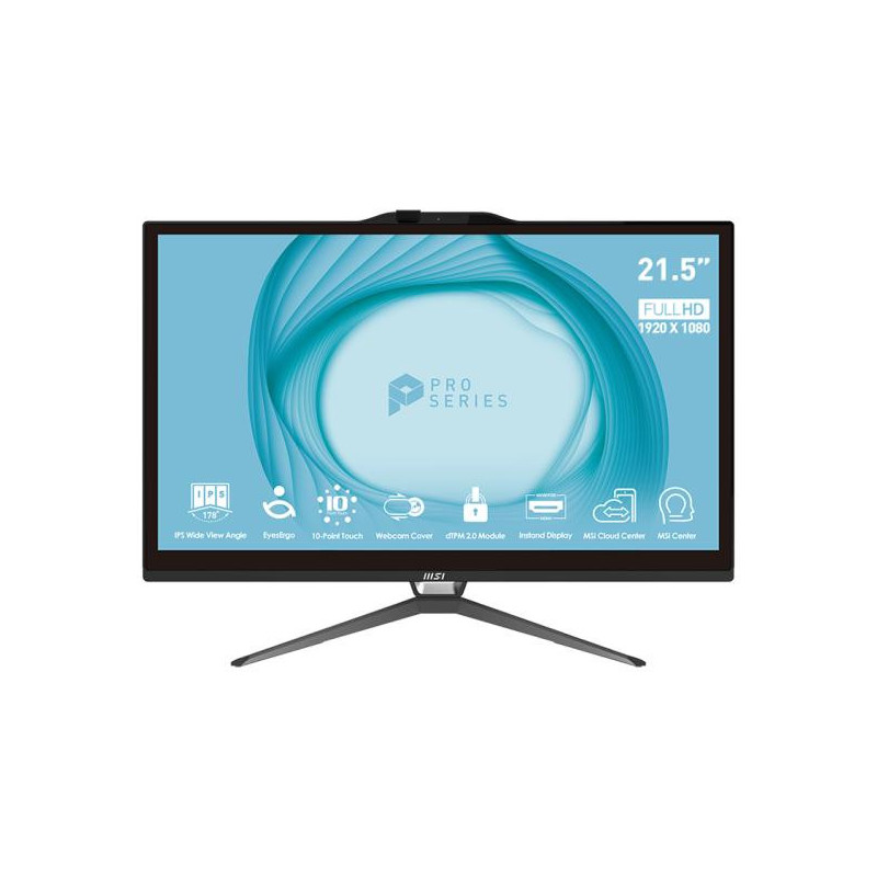 MSI Pro AP222T 13M-001EU Intel® Core™ i5 i5-13400 54,6 cm (21.5") 1920 x 1080 pixels Écran tactile PC All-in-One 8 Go DDR4-SDRAM 256 Go SSD Windows 11 Pro Wi-Fi 6E (802.11ax) Noir