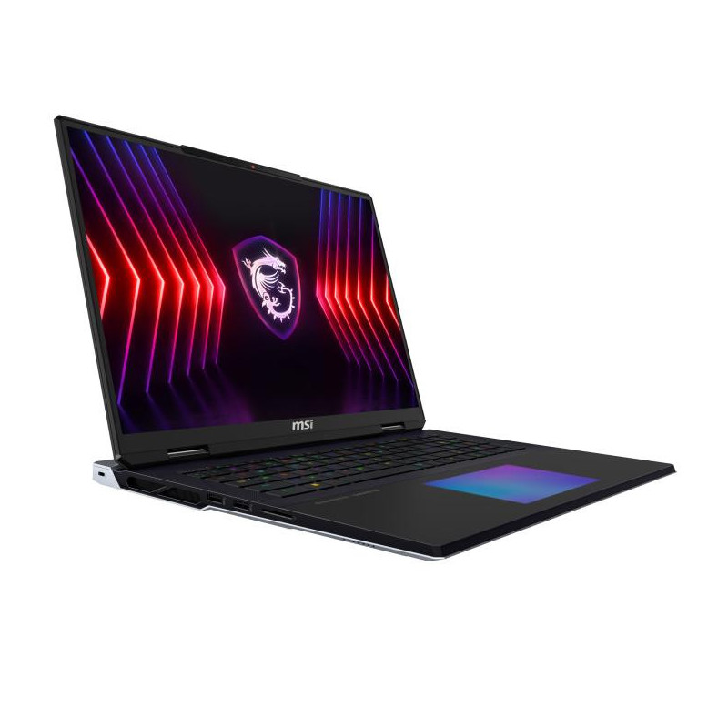 MSI Titan 18 HX A14VHG-007FR Intel® Core™ i9 i9-14900HX Ordinateur portable 45,7 cm (18") UHD+ 128 Go DDR5-SDRAM 2 To SSD NVIDIA GeForce RTX 4080 Wi-Fi 7 (802.11be) Windows 11 Pro Noir