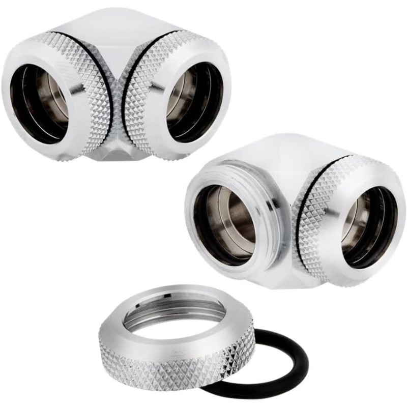 Corsair Hydro X Series XF Hardline Embout 90° 14mm OD - Chrome (x 2) Emballage a