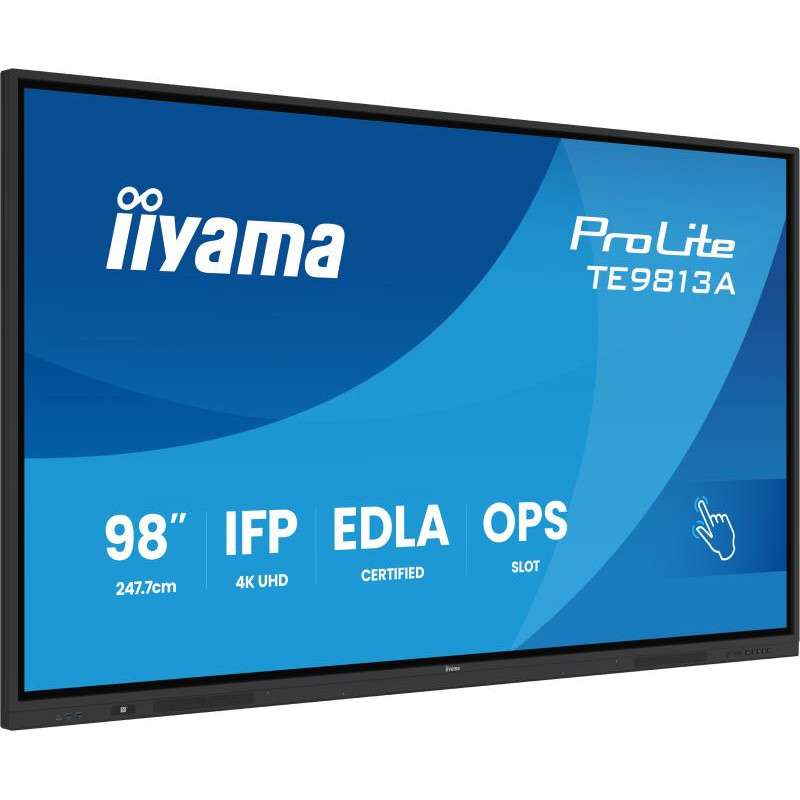 iiyama TE9813A-B2AG Écran d'affichage dynamique En forme de kiosk 2,48 m (97.5") Wifi 500 cd/m² 4K Ultra HD Noir Écran tactile Intégré dans le processeur Android 24/7