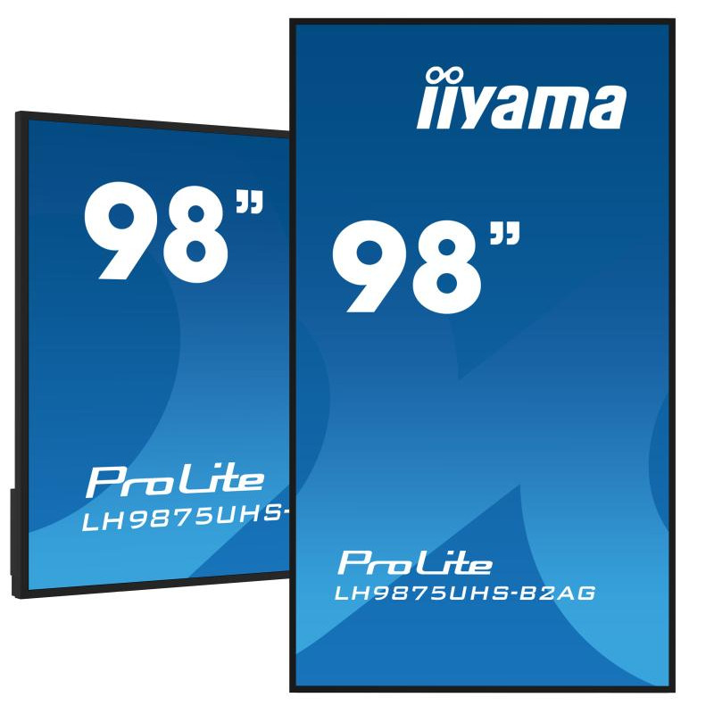 iiyama LH9875UHS-B2AG Écran d'affichage dynamique Écran plat de signalisation numérique 2,48 m (97.5") LED Wifi 500 cd/m² 4K Ultra HD Noir Intégré dans le processeur Android 11 24/7