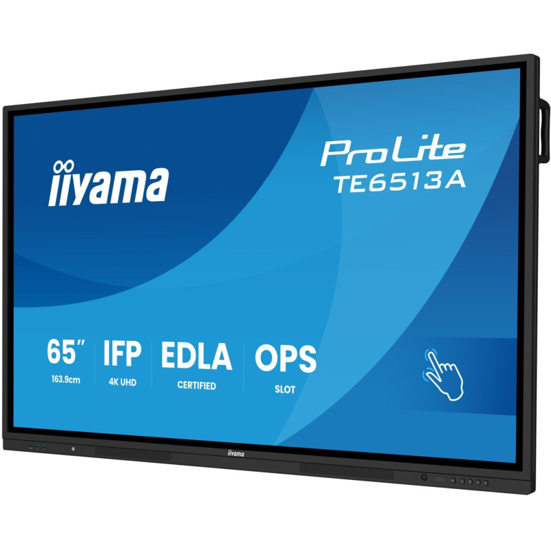 iiyama TE6513A-B3AG Écran d'affichage dynamique Écran plat interactif 163,8 cm (64.5") LCD Wifi 500 cd/m² 4K Ultra HD Noir Écran tactile Intégré dans le processeur Android 24/7