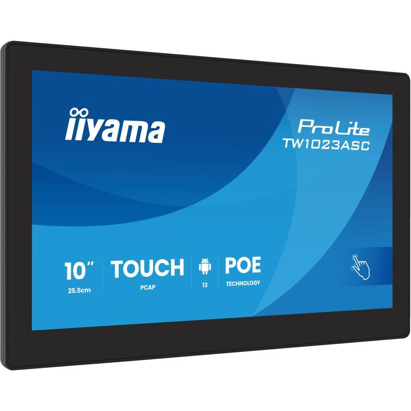iiyama TW1023ASC-B3P Écran d'affichage dynamique En forme de kiosk 25,6 cm (10.1") Wifi 385 cd/m² Wxga Noir Écran tactile Intégré dans le processeur Android 24/7