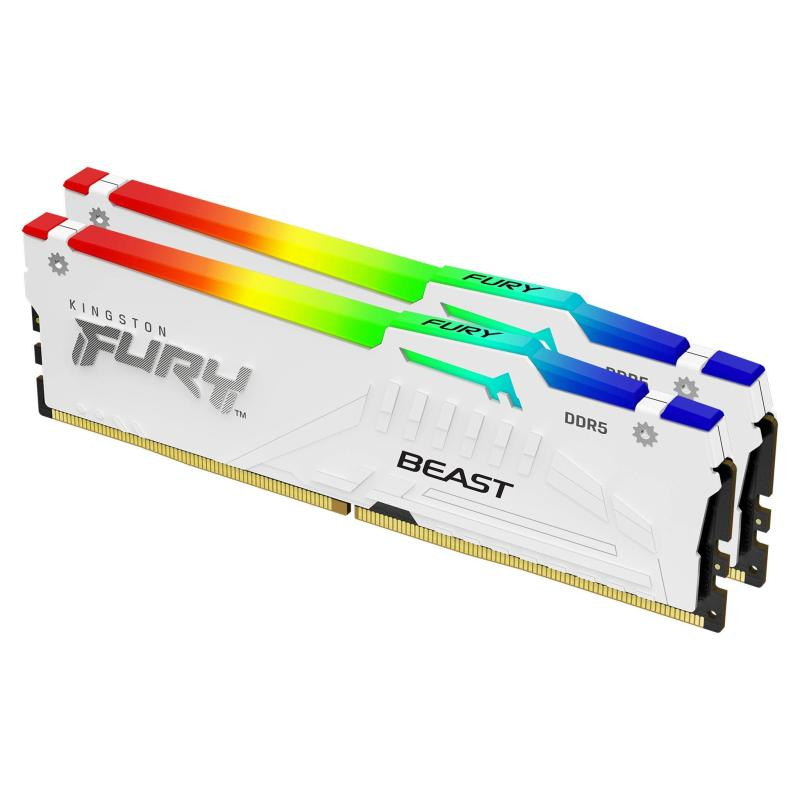 Kingston Fury Beast 64GB 6000MT/s DDR5 CL30 DIMM (Kit of 2) White RGB EXPO