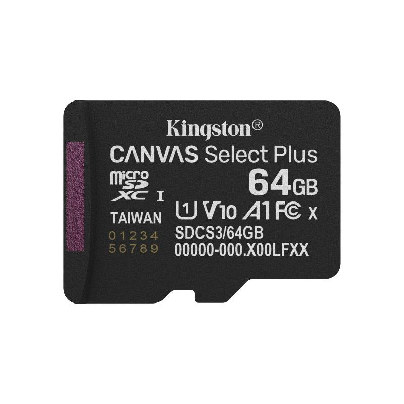 Kingston 64GB micSDXC Canvas Select Plus Gen3 100R A1 (Adaptateur SD non inclus)