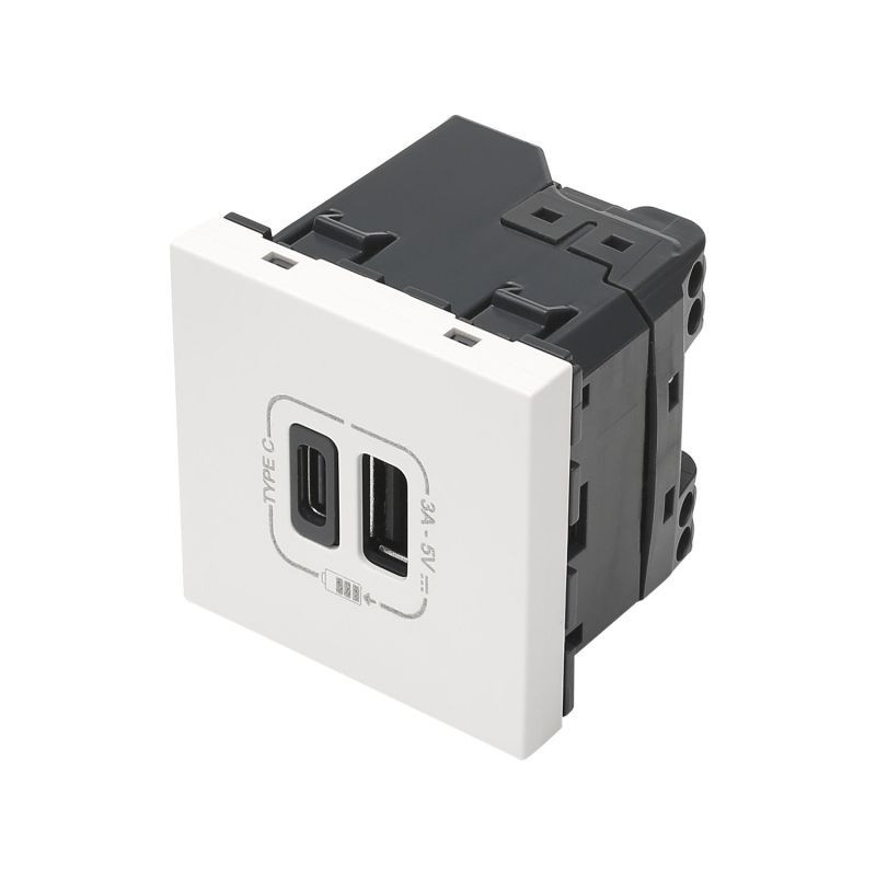 Sommer Cable Fiche Module USB C et USB 45x45 mm, plastique, blanc