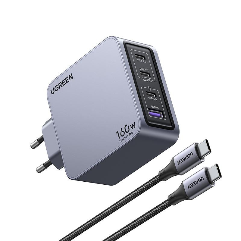 Ugreen Chargeur Sect 160W 4 Ports +Câble USB-C > USB-C 240W