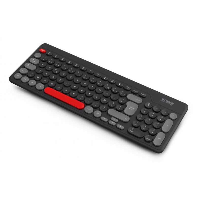 Urban Factory Onlee Color: Clavier Plat Sans FIL 2.4GHZ - NOIR/ROUGE/GRIS